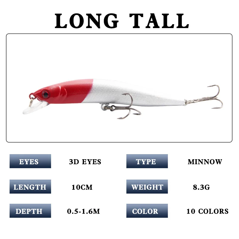 Isca Artificial Minnow 10cm 8,3g com Chocalho para Robalo