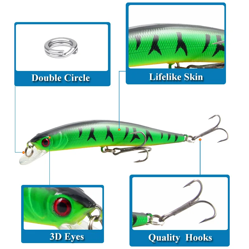 Isca Artificial Minnow 10cm 8,3g com Chocalho para Robalo