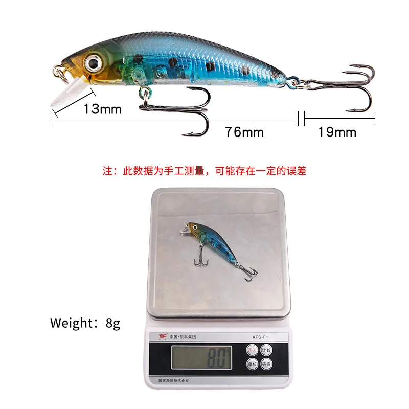 Isca Artificial Minnow Flutuante 7,6cm para Robalo e Peixe Mandarim