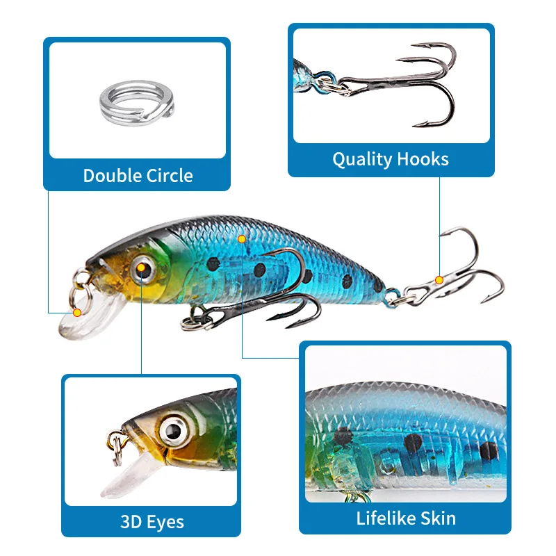 Isca Artificial Minnow Flutuante 7,6cm para Robalo e Peixe Mandarim